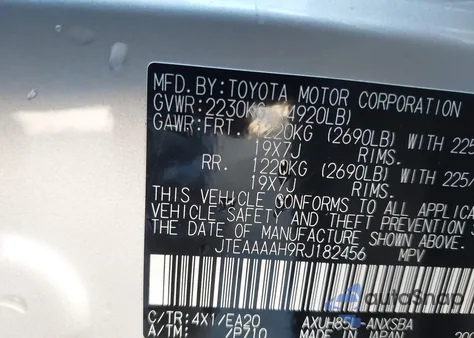 2024 Toyota Venza Limited из США, поврежденный, VIN JTEAAAAH9RJ182456